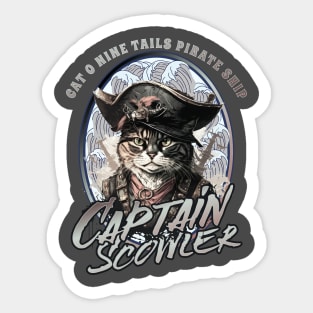 Captain Scowler Pirate Cat Sticker